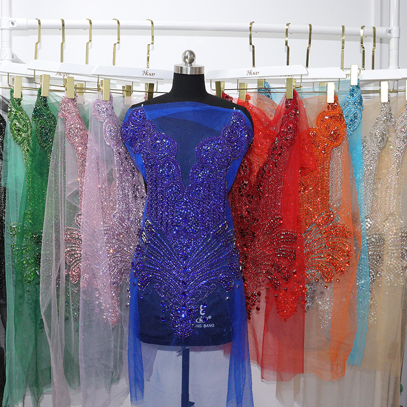 Multi Color Crystal Beaded Bridal Bodice Appliques Supplier