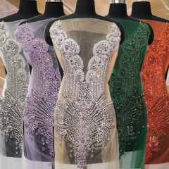 Multi Color Crystal Beaded Bridal Bodice Appliques Supplier