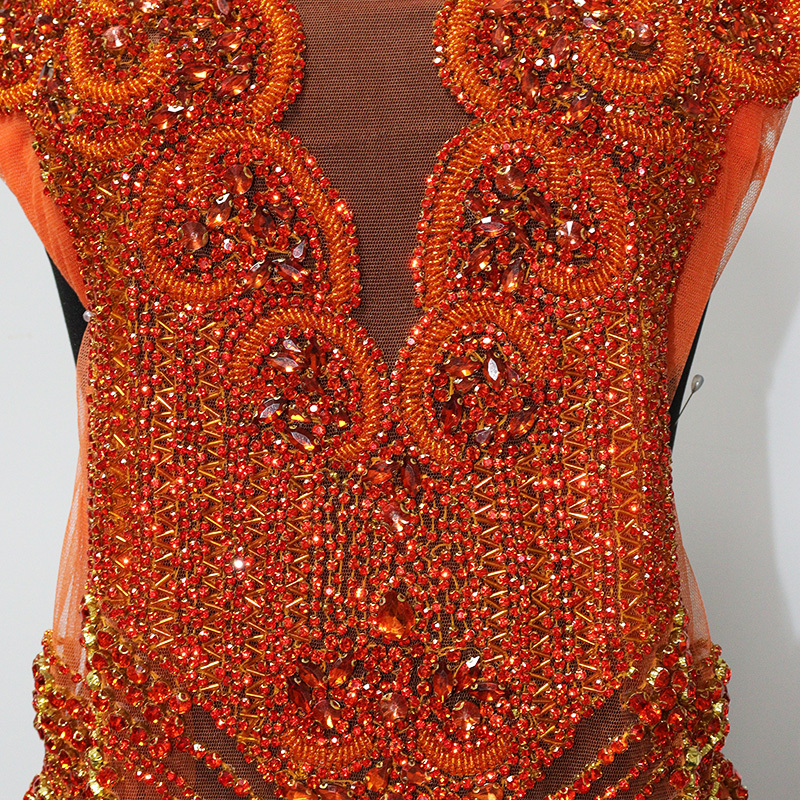 Multi Color Crystal Beaded Bridal Bodice Appliques Supplier