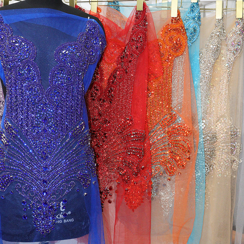 Multi Color Crystal Beaded Bridal Bodice Appliques Supplier