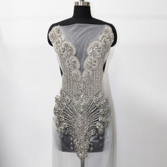 Multi Color Crystal Beaded Bridal Bodice Appliques Supplier