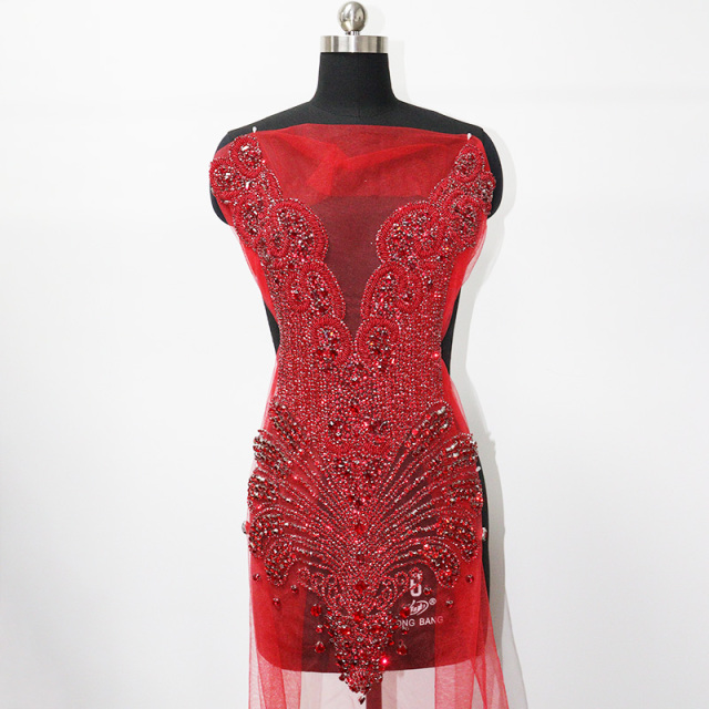 Multi Color Crystal Beaded Bridal Bodice Appliques Supplier