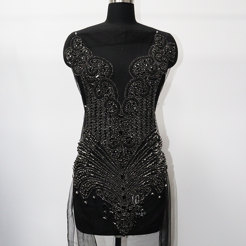 Multi Color Crystal Beaded Bridal Bodice Appliques Supplier