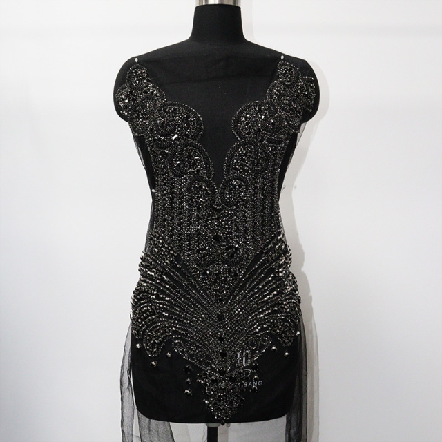 Multi Color Crystal Beaded Bridal Bodice Appliques Supplier