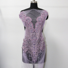 Multi Color Crystal Beaded Bridal Bodice Appliques Supplier