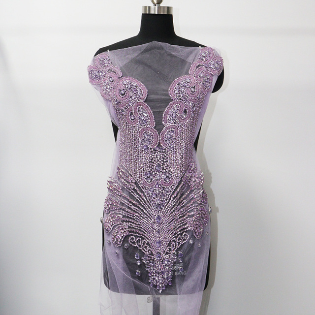 Multi Color Crystal Beaded Bridal Bodice Appliques Supplier