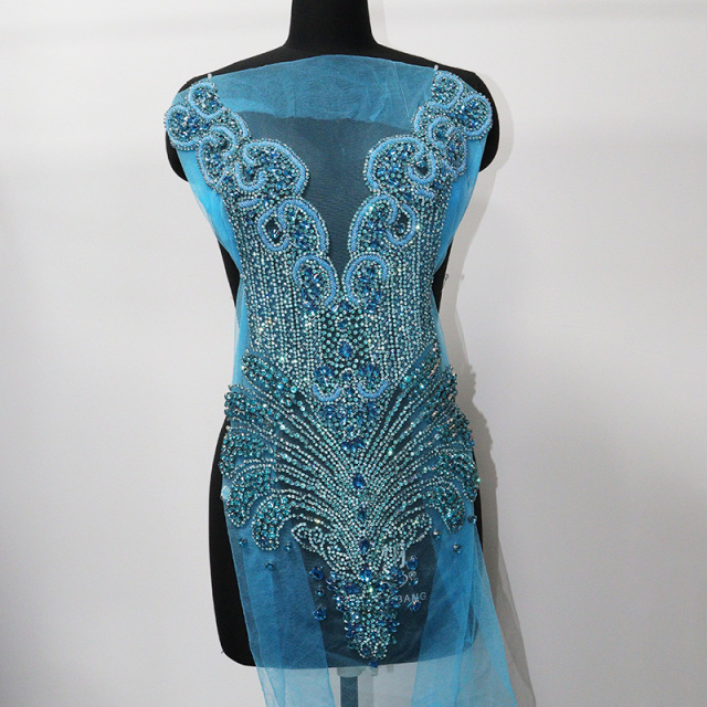 Multi Color Crystal Beaded Bridal Bodice Appliques Supplier