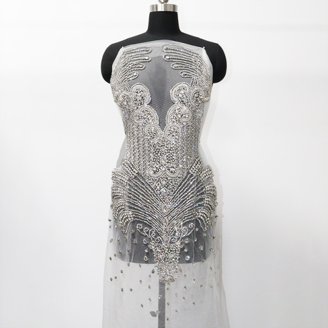 Luxury Beaded Rhinestone Applique for Bridal Evening Dress Wholesale