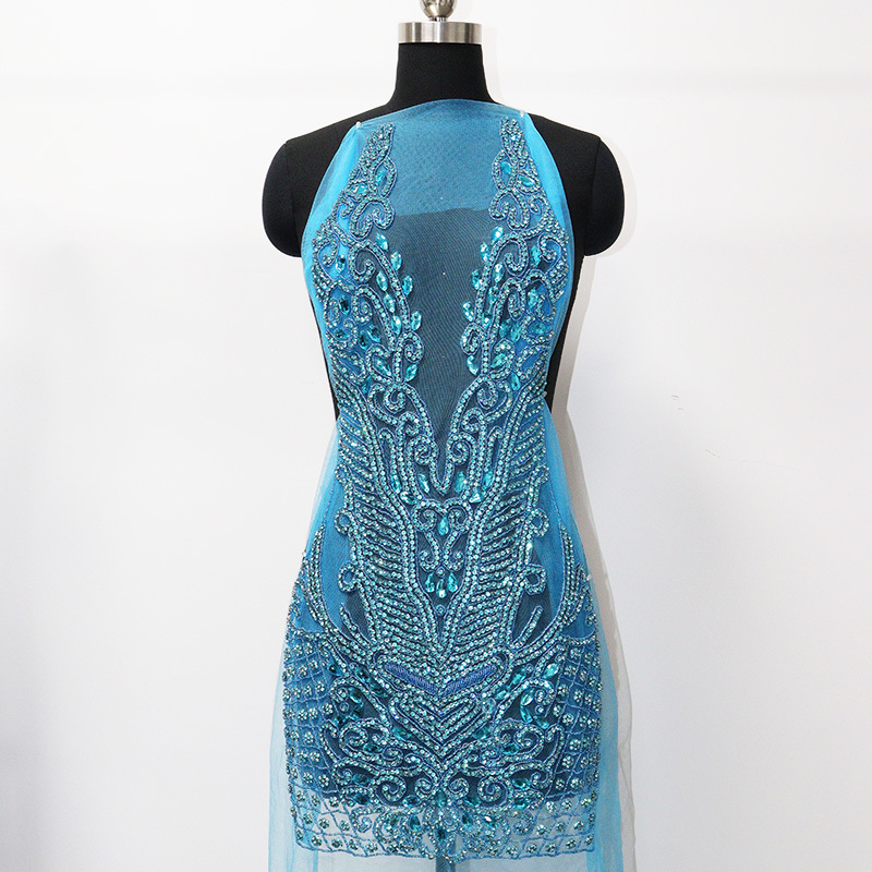 Shiny Beaded Diamond Bodice Applique Custom
