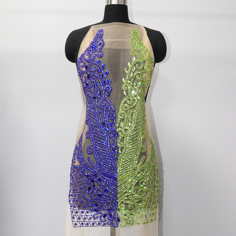 Shiny Beaded Diamond Bodice Applique Custom