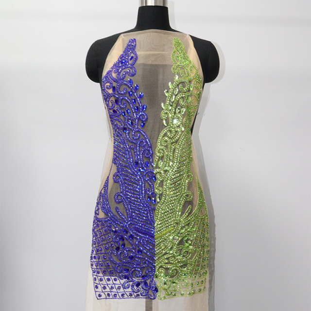 Shiny Beaded Diamond Bodice Applique Custom