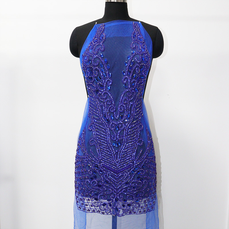 Shiny Beaded Diamond Bodice Applique Custom