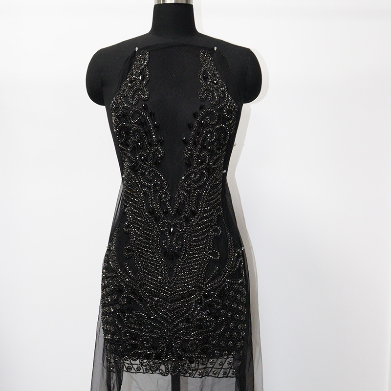 Shiny Beaded Diamond Bodice Applique Custom