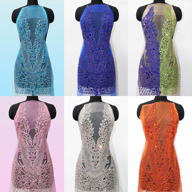 Shiny Beaded Diamond Bodice Applique Custom