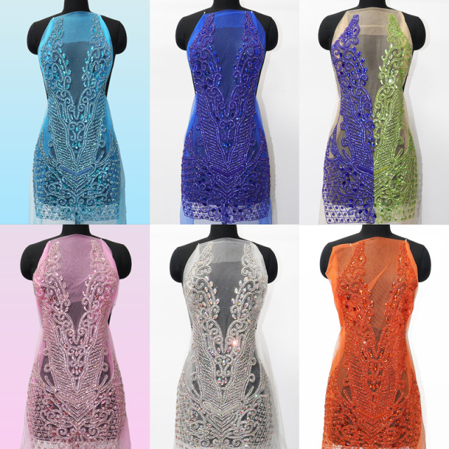 Shiny Beaded Diamond Bodice Applique Custom