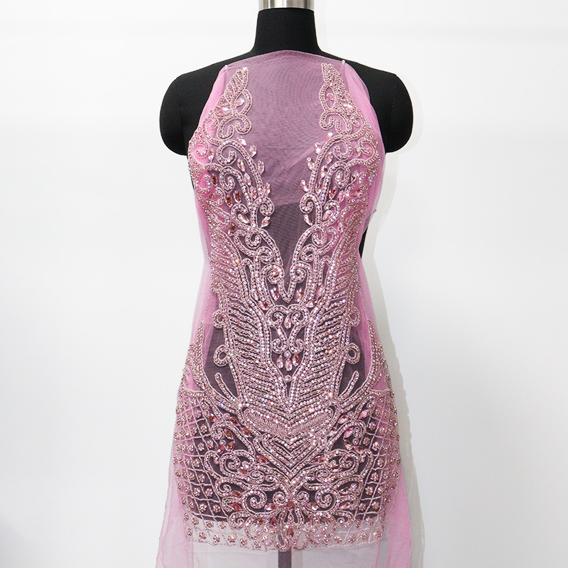 Shiny Beaded Diamond Bodice Applique Custom