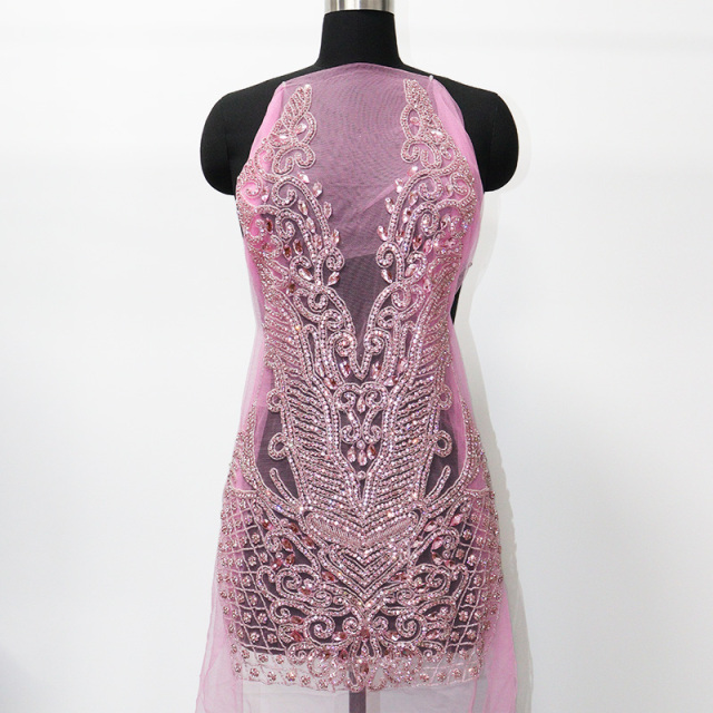 Shiny Beaded Diamond Bodice Applique Custom