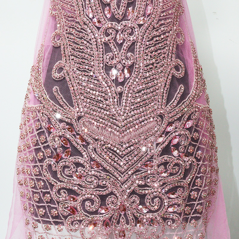 Shiny Beaded Diamond Bodice Applique Custom