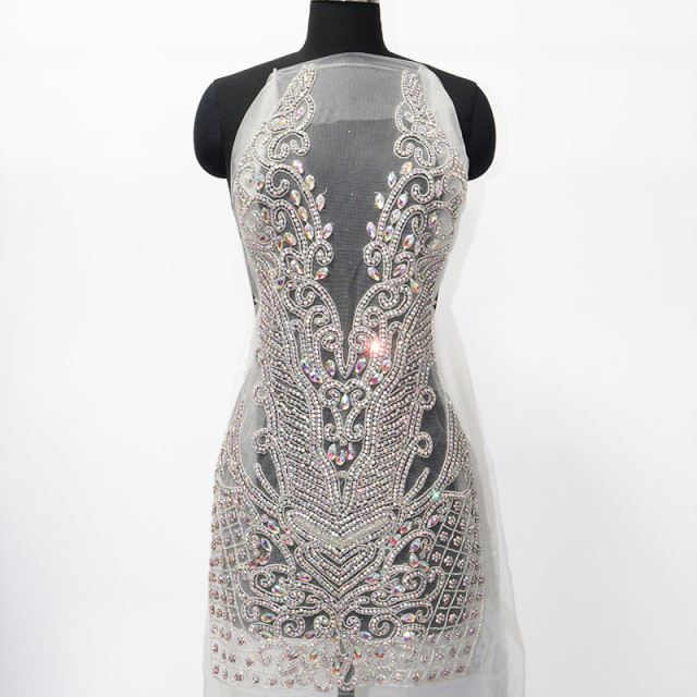 Shiny Beaded Diamond Bodice Applique Custom