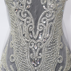 Shiny Beaded Diamond Bodice Applique Custom