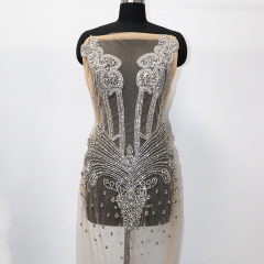 Glitter Large Rhinestone Bodice Applique for Prom Party Dress Factory