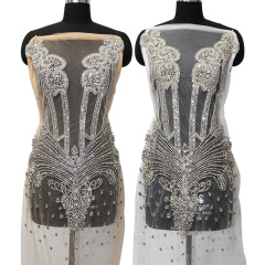 Glitter Large Rhinestone Bodice Applique for Prom Party Dress Factory