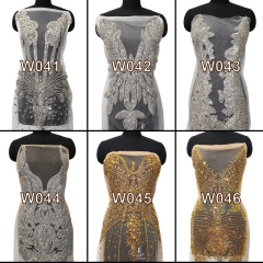 Glitter Large Rhinestone Bodice Applique for Prom Party Dress Factory