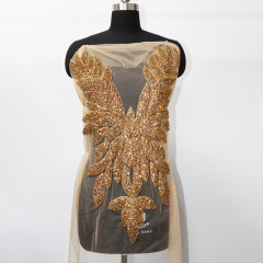 Glitter Large Rhinestone Bodice Applique for Prom Party Dress Factory