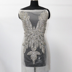 Glitter Large Rhinestone Bodice Applique for Prom Party Dress Factory