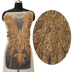 Glitter Large Rhinestone Bodice Applique for Prom Party Dress Factory