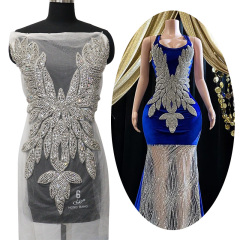 Glitter Large Rhinestone Bodice Applique for Prom Party Dress Factory
