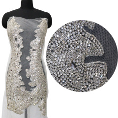 Glitter Large Rhinestone Bodice Applique for Prom Party Dress Factory