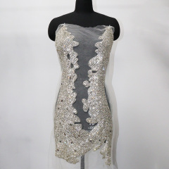 Glitter Large Rhinestone Bodice Applique for Prom Party Dress Factory