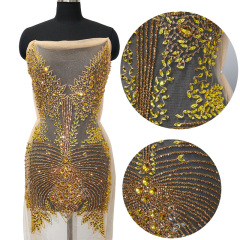 Glitter Large Rhinestone Bodice Applique for Prom Party Dress Factory
