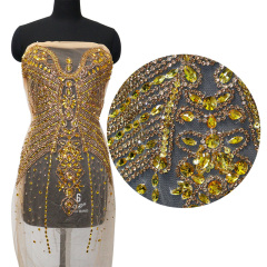 Glitter Large Rhinestone Bodice Applique for Prom Party Dress Factory