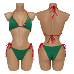 Christmas Style Bandage Bikini Pole Wear for Women Custom