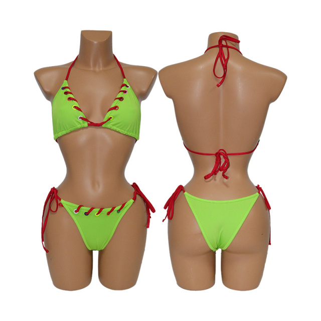 Christmas Style Bandage Bikini Pole Wear for Women Custom