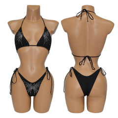 Female Butterfly Print Diamante Stripper Costumes Wholesale