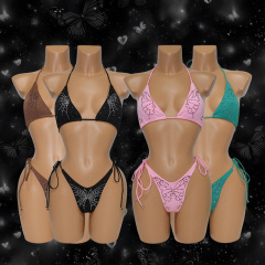 Female Butterfly Print Diamante Stripper Costumes Wholesale