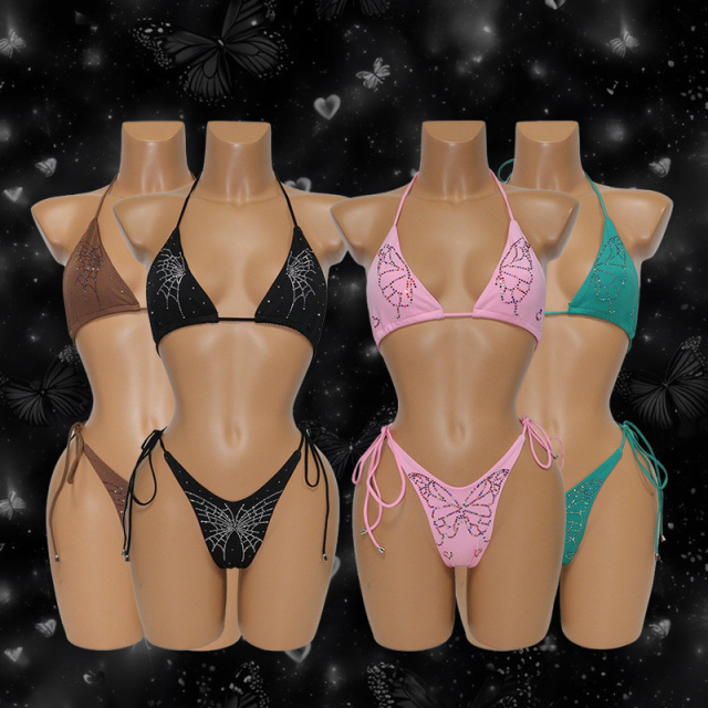 Female Butterfly Print Diamante Stripper Costumes Wholesale