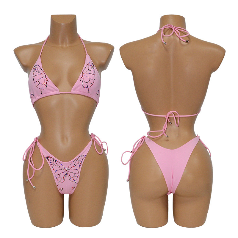 Female Butterfly Print Diamante Stripper Costumes Wholesale