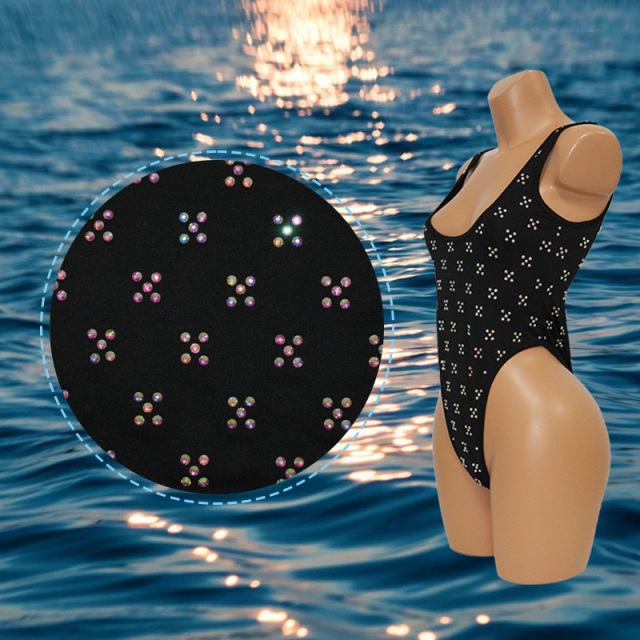 Black Floral Print Rhinestone Exotic Dancer Clothing Suppliers