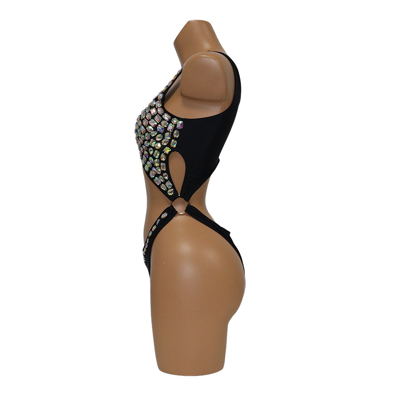 Black Hand Sewn Gem Glass Carnival Costume Female Factory