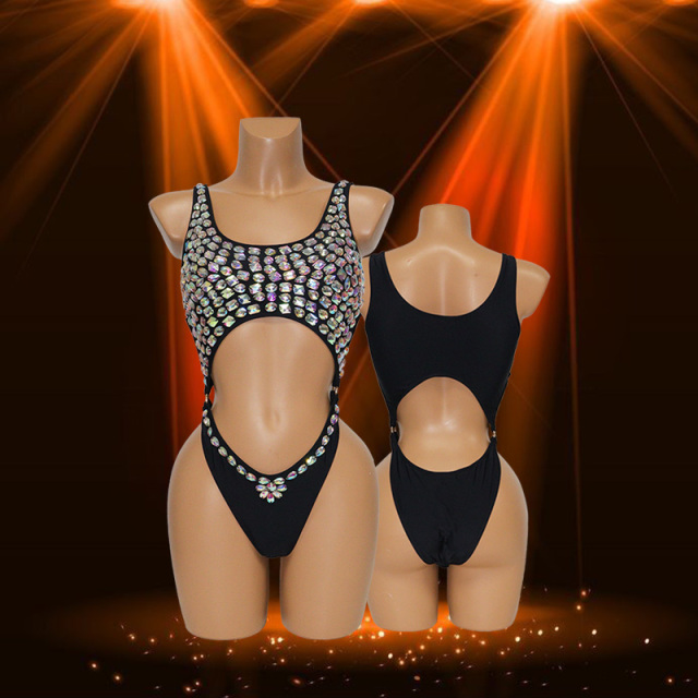 Black Hand Sewn Gem Glass Carnival Costume Female Factory