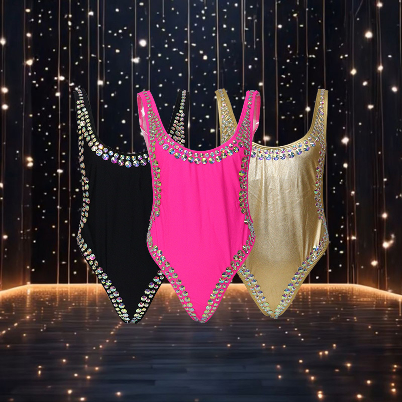 One Piece Rhinestone Decor Carnival Plus Size Bodysuit Outfits Exporter