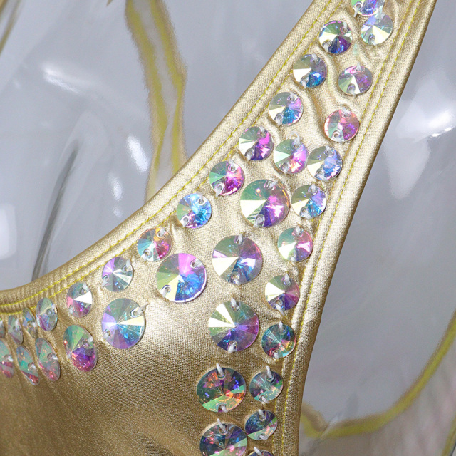 One Piece Rhinestone Decor Carnival Plus Size Bodysuit Outfits Exporter