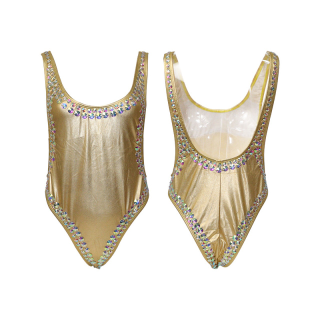 One Piece Rhinestone Decor Carnival Plus Size Bodysuit Outfits Exporter