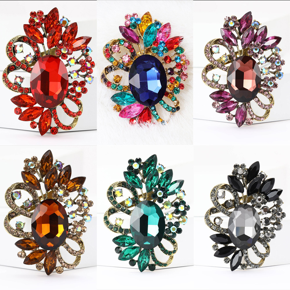 Luxury Rhinestone Brooch Pin for Coat Dress Decor Custom
