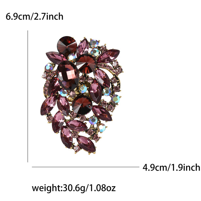 10 Colors Leaf Shaped Rhinestone Brooches in Bulk Wholesale