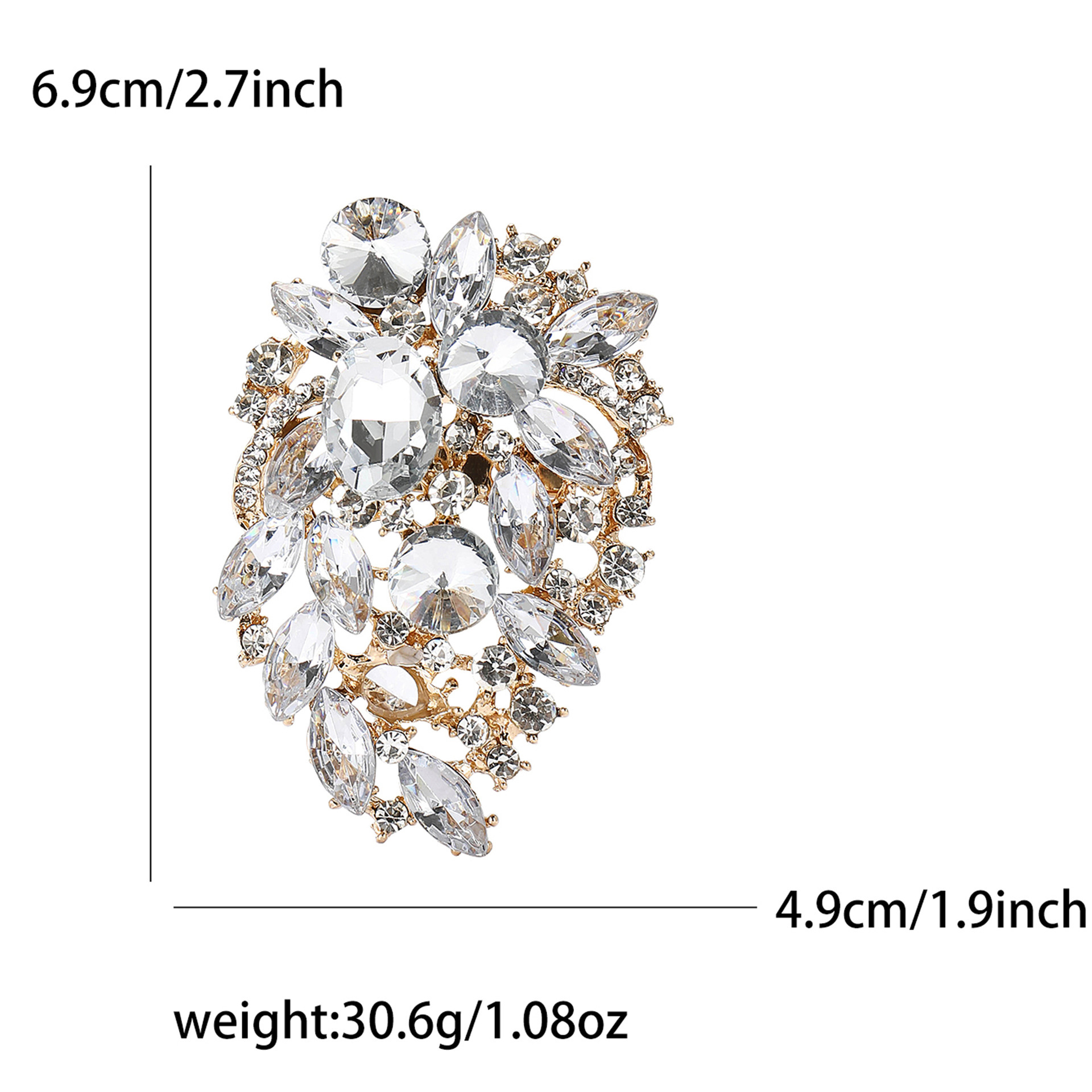 10 Colors Leaf Shaped Rhinestone Brooches in Bulk Wholesale